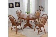 42" Round Pedestal Table w/ 15" Leaf & 4 Bowback Chairs