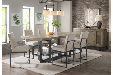 Edon Counter Table w/6 Upholstered Counter Stools