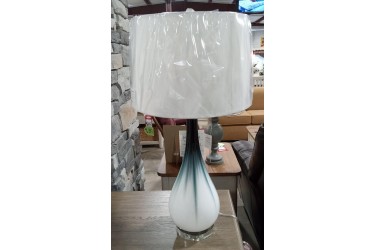 Deep Sea Green & White Glass Table Lamp