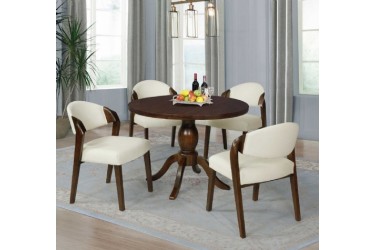 Dining Set 42" Round Table Top w/ 30" High Pedestal Base w/ 4Chairs