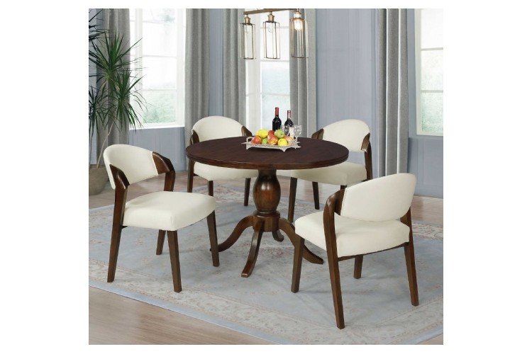 Dining Set 42" Round Table Top w/ 30" High Pedestal Base w/ 4Chairs