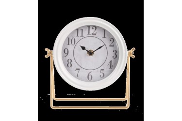 White & Gold Enamel Desk Clock