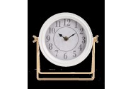 White & Gold Enamel Desk Clock