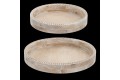 Natural With White Wash Beaded Edge Round Trays - 2PC