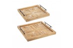 Whitewash Reclaimed Wood Inlay Trays - 2PC