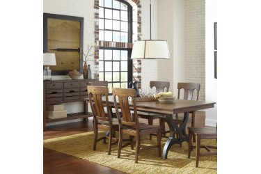 District Industrial Metal Table w 6 Splat Back Chairs