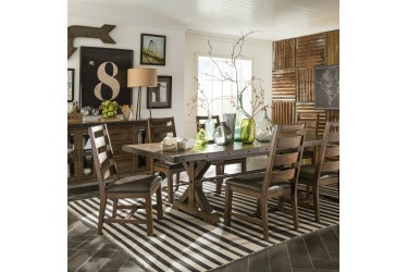 Caos Dining Table w/8 Ladder Back Chairs & Bench w/cushion