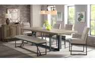 Edon Trestle Table w/Bench & 4 Upholstered Chairs